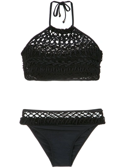 Amir Slama Macramé Bikini Set In Black