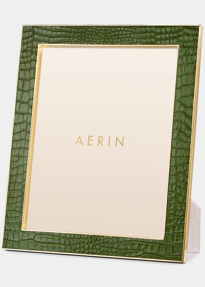 Aerin Classic Crocodile-embossed Leather Frame In Verde