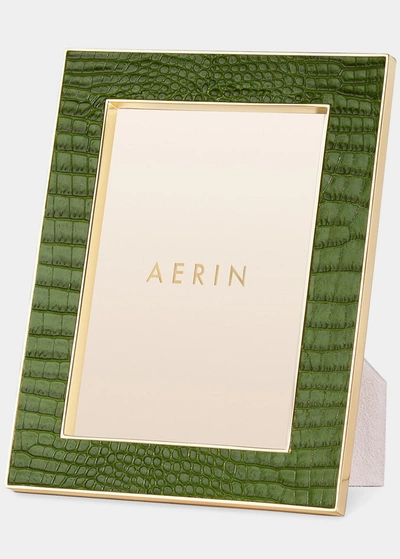 Aerin Classic Crocodile-embossed Leather Frame In Verde