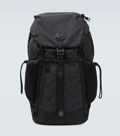 Moncler Leather-trimmed Canvas Backpack In Black