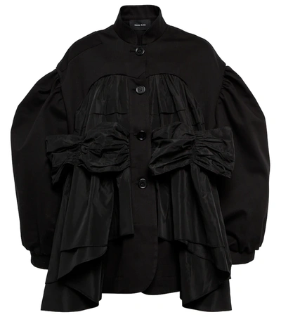 Simone Rocha Taffeta-trimmed Cotton Drill Jacket In Black Black (black)