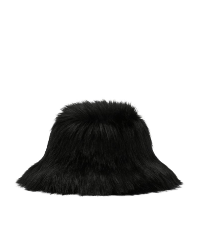 Dolce & Gabbana Women's Faux Fox Fur Bucket Hat In Black