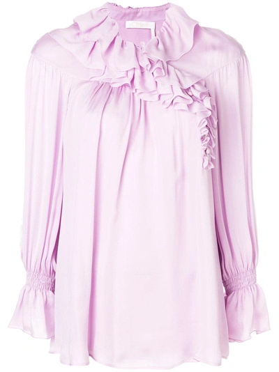 Chloé Ruffle Collar Blouse - Pink