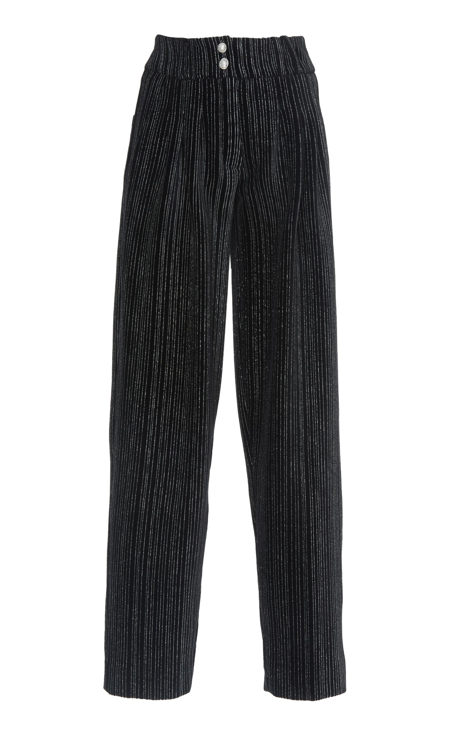 Balmain Glitter Pinstripe Pant In Black | ModeSens