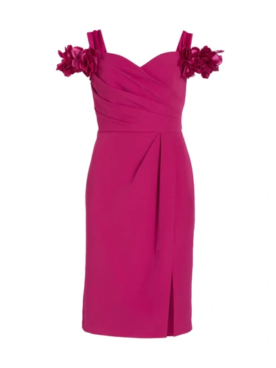 Marchesa Notte Off-the-shoulder Cocktail Dress In Pink