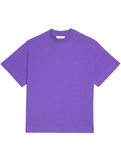 Ami Alexandre Mattiussi Ami De Coeur Organic-cotton T-shirt In Purple