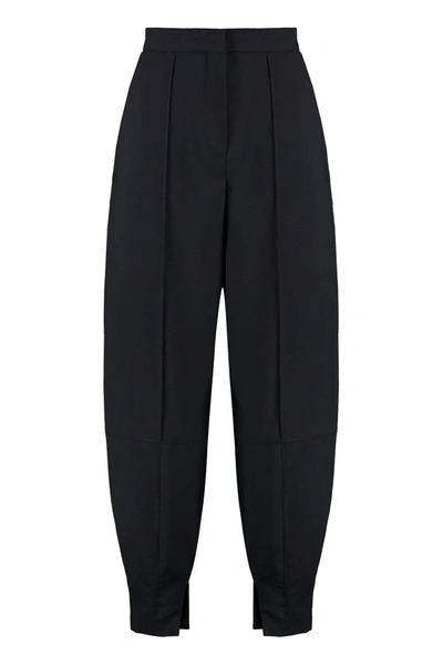 Loewe Wool Wide-leg Trousers In Black