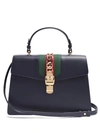 Gucci Sylvie Leather Top-handle Satchel Bag, Blue In Dark Blue