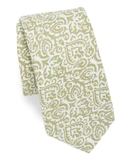 Isaia Men's Paisley Cotton Tie In Beige