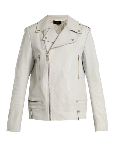 Joseph Ryder Zipped Grained-leather Jacket In White