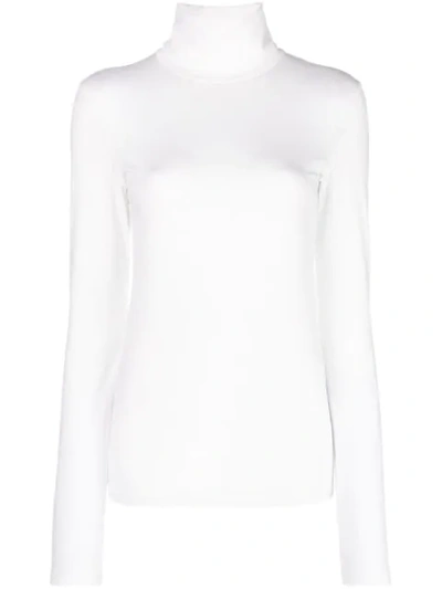 Jil Sander Roll-neck Cotton-blend Top In White