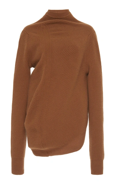 Jil Sander Gathered Knit Sweater In Brown