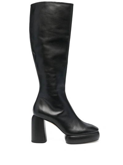 Aeyde Black Edie 95 Knee-high Leather Boots