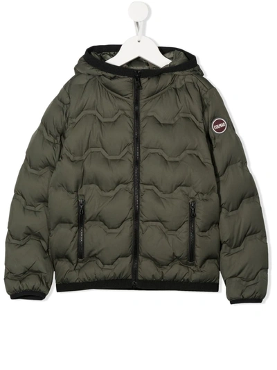 Colmar Kids' Down-feather Hooded Jacket In Green