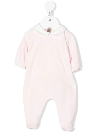Little Bear Babies' Slogan Embroidered Pouch-back Bodysuit In Pink