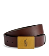 Polo Ralph Lauren Leather Polo Pony Plaque Belt In Brown