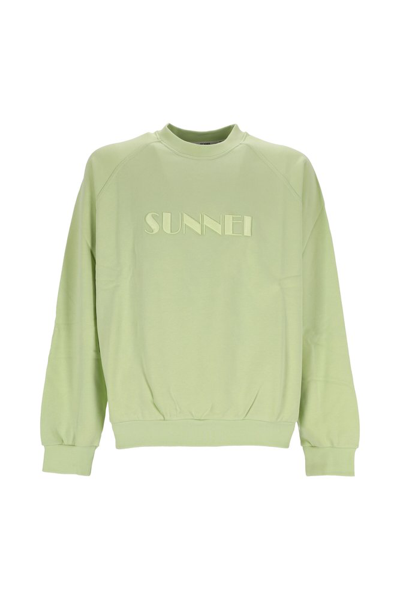 Sunnei Embroidery Logo Sweatshirt In Green
