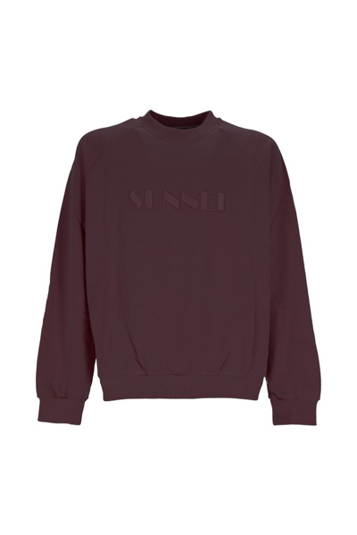 Sunnei Embroidery Logo Sweatshirt In Burgundy