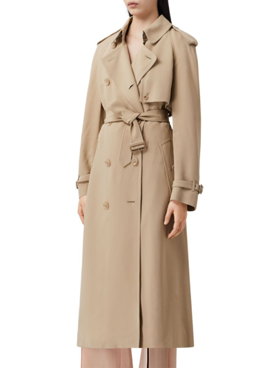 Burberry Double-breasted Belted Waist Coat In Soft Fawn