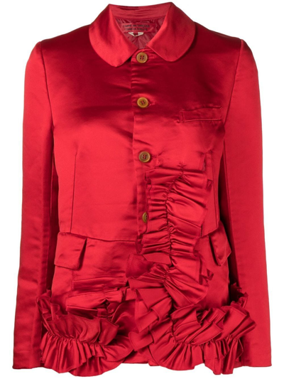 Comme Des Garçons Comme Des Garçons Ruffle-detail Fitted Blazer In Red