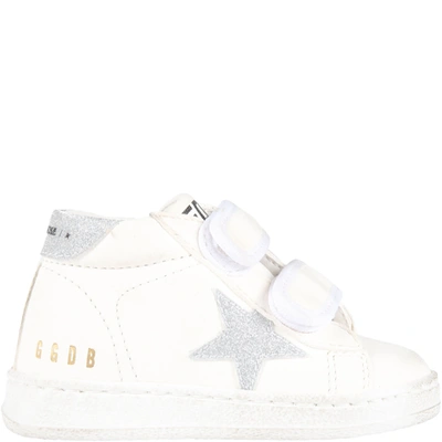 Golden Goose Kids' White Sneakers For Girl With Star In White/silver
