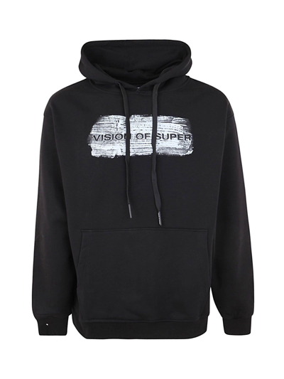 Vision Of Super Man Black Hoodie With Silver Coated Logo