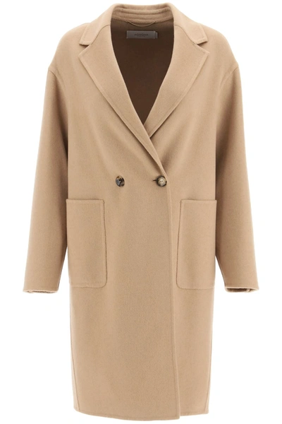 Agnona Double-breasted Cashmere Coat In Beige