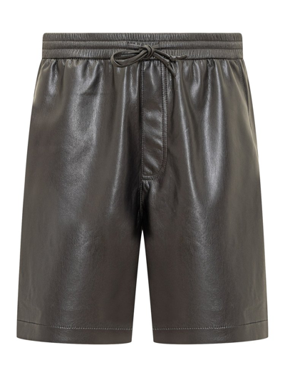 Nanushka Men's Doxxi Faux-leather Drawstring Shorts In Black