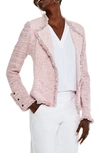 Nic + Zoe Knit Open-front Jacket W/ Fringe Trim In Blush