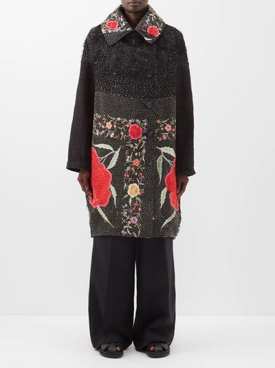 By Walid Vintage Embroidered 19th-century Silk Coat In Red Multi