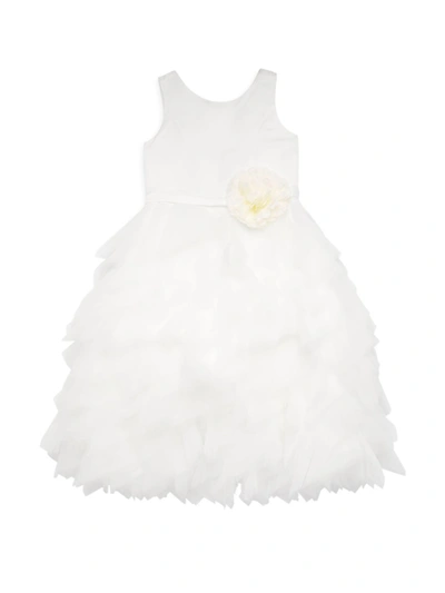 Us Angels Kids' Little Girl's Peony Tulle Tiered Dress In Ivory