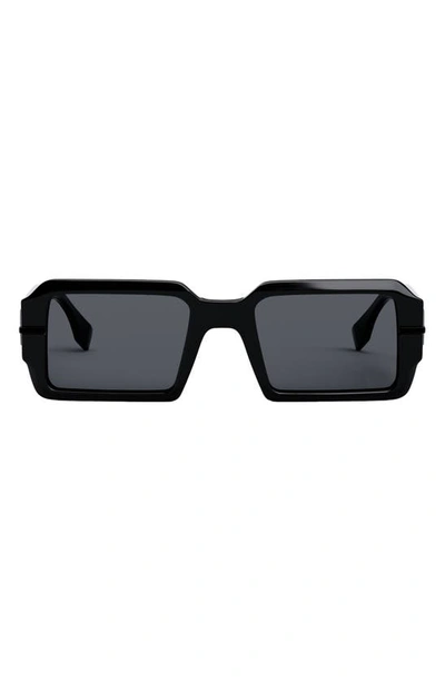 Fendi Graphy 52mm Rectangular Sunglasses In Black/gray Solid