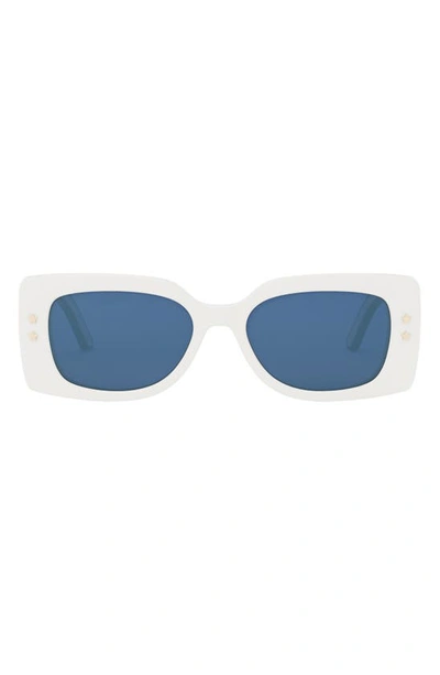 Dior Pacific 53mm Rectangular Sunglasses In Ivory / Blue