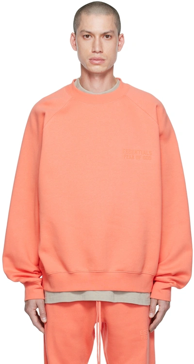 Essentials Logo-flocked Cotton-blend Jersey Sweatshirt In Orange