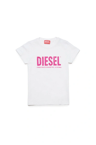 Diesel Kids' Tjustlogo T-shirt In White