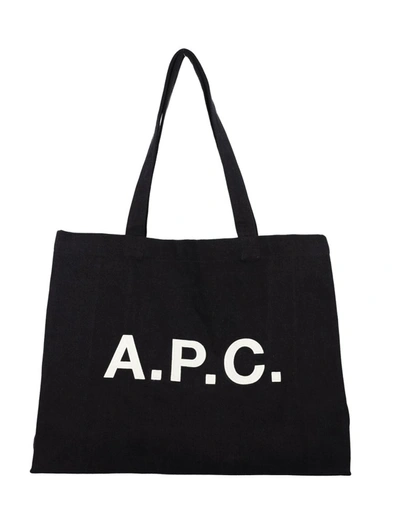 A.p.c. Diane Logo Printed Shopping Bag In Black