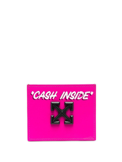 Off-white Jitney Simple Printed Card Holder In Pink