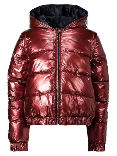 Ikks Kids' Girls Reversible Puffer Jacket In Red