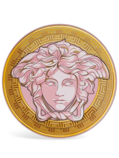 Versace Medusa Amplified Pink Coin Service Plate In Gold
