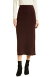 Eileen Fisher Petite Merino Wool Rib Pencil Skirt In Dark Red
