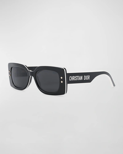 Dior Pacific Logo Square Acetate Sunglasses In Black/gray Solid