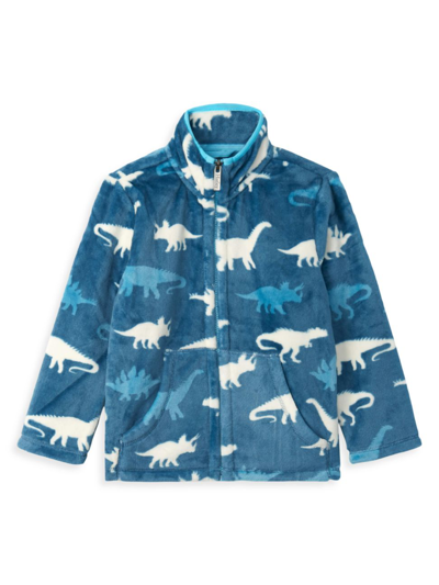 Hatley Boys' Dino Silhouettes Fuzzy Fleece Zip Up Jacket - Little Kid, Big Kid In Blue