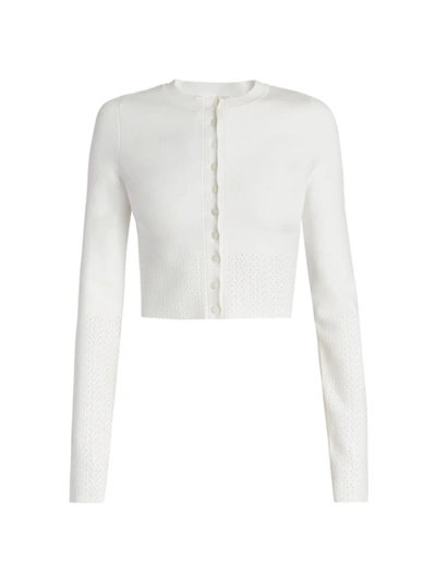 Victoria Beckham Cropped Cut-out Stretch-woven Cardigan In White