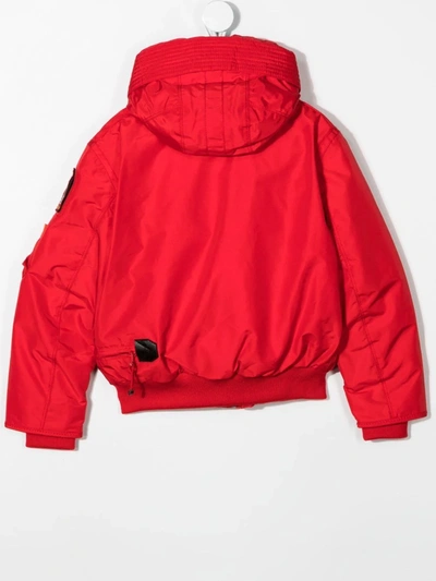 Parajumpers Kids' Zipped-up Hooded Bomber Jacket In Red