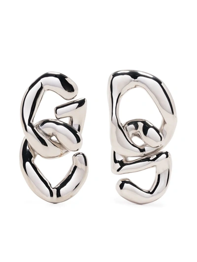 Gcds Sculptural Hoop Earrings In Silver