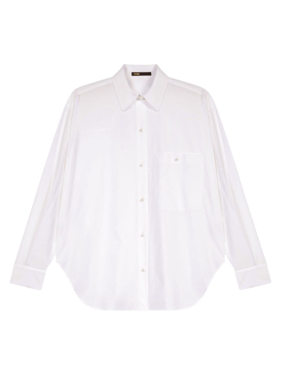 Maje Cipuna Pearl-button Cotton Shirt In White