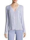 Hanro Sleep & Lounge Striped Voile Pajama Top In Clean Blue