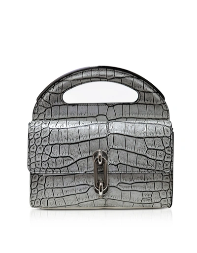 Balenciaga Designer Handbags Gray Alligator And Leather E/w Top Handle Mini Bag In Gris
