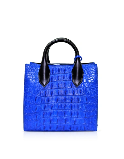 Balenciaga Handbags Blue Croco Leather  Mini Tote Bag In Bleu