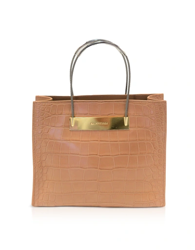 Balenciaga Handbags Powder Pink Alligator Leather Small Tote Bag In Rose